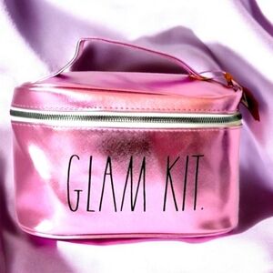 🆑️ CLEARANCE Rae Dunn Pink Cosmetic Bag Reads Glam Kit High Gloss